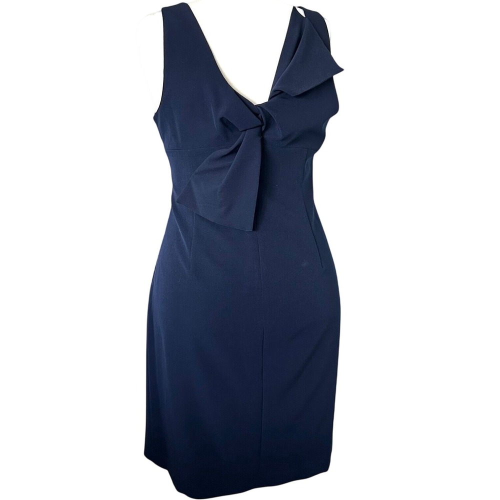 NWT Trina Turk Women's Size 12 Navy Blue Sleeveless Sheath Dress Bow Back